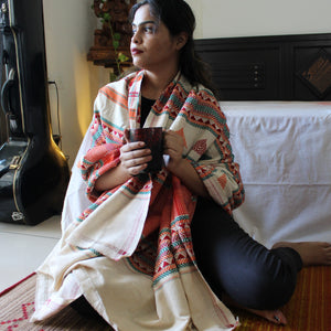 White Dongaria Handloom Shawl