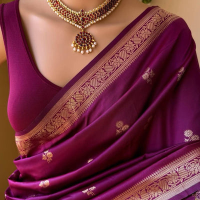 Enthralling Purple Soft Silk Saree With Excellent Blouse Piece