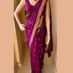 Enthralling Purple Soft Silk Saree With Excellent Blouse Piece