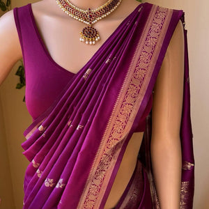 Enthralling Purple Soft Silk Saree With Excellent Blouse Piece