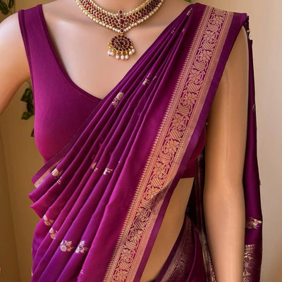 Enthralling Purple Soft Silk Saree With Excellent Blouse Piece