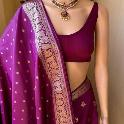 Enthralling Purple Soft Silk Saree With Excellent Blouse Piece