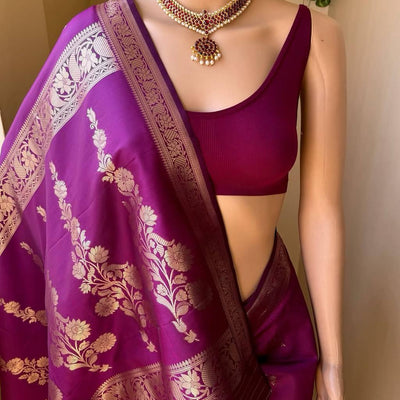 Enthralling Purple Soft Silk Saree With Excellent Blouse Piece
