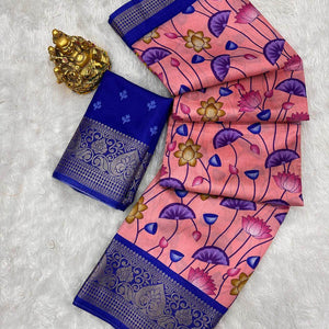 Adorning Pink  Digital Printed Dola Silk Saree With Pleasant Blouse Piece