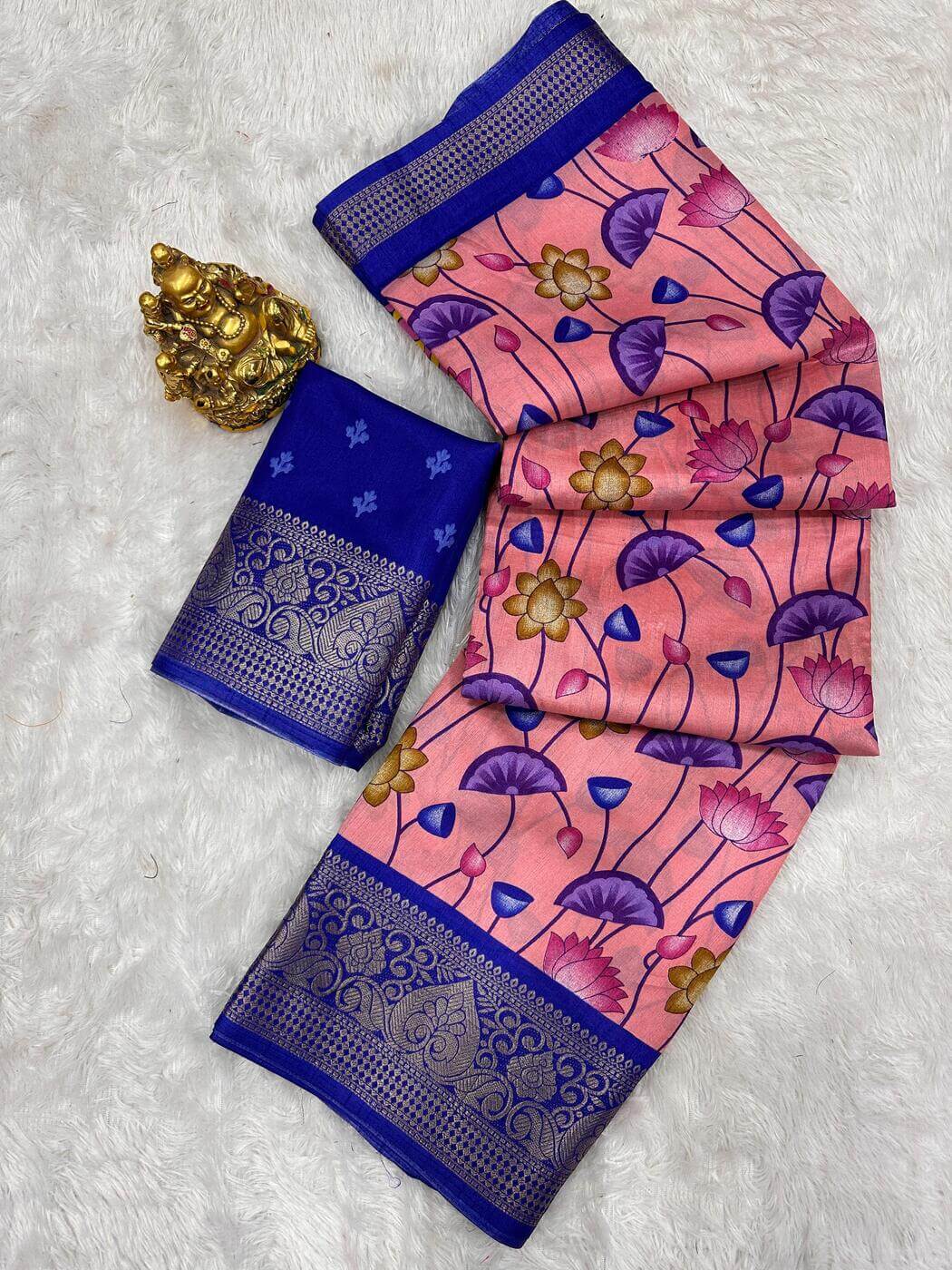 Adorning Pink  Digital Printed Dola Silk Saree With Pleasant Blouse Piece