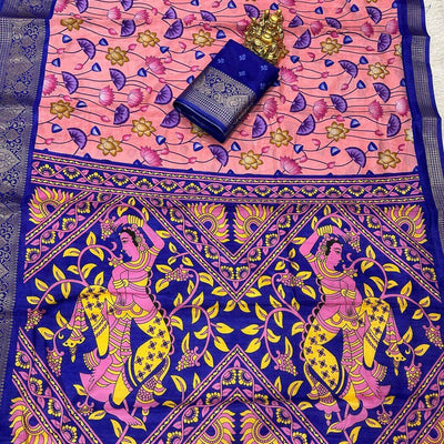 Adorning Pink  Digital Printed Dola Silk Saree With Pleasant Blouse Piece