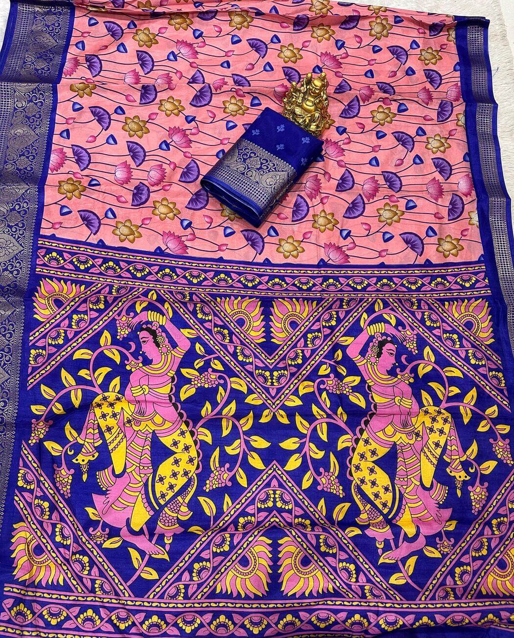 Adorning Pink  Digital Printed Dola Silk Saree With Pleasant Blouse Piece