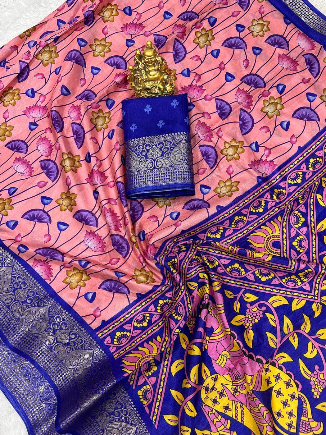 Adorning Pink  Digital Printed Dola Silk Saree With Pleasant Blouse Piece