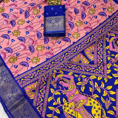 Adorning Pink  Digital Printed Dola Silk Saree With Pleasant Blouse Piece