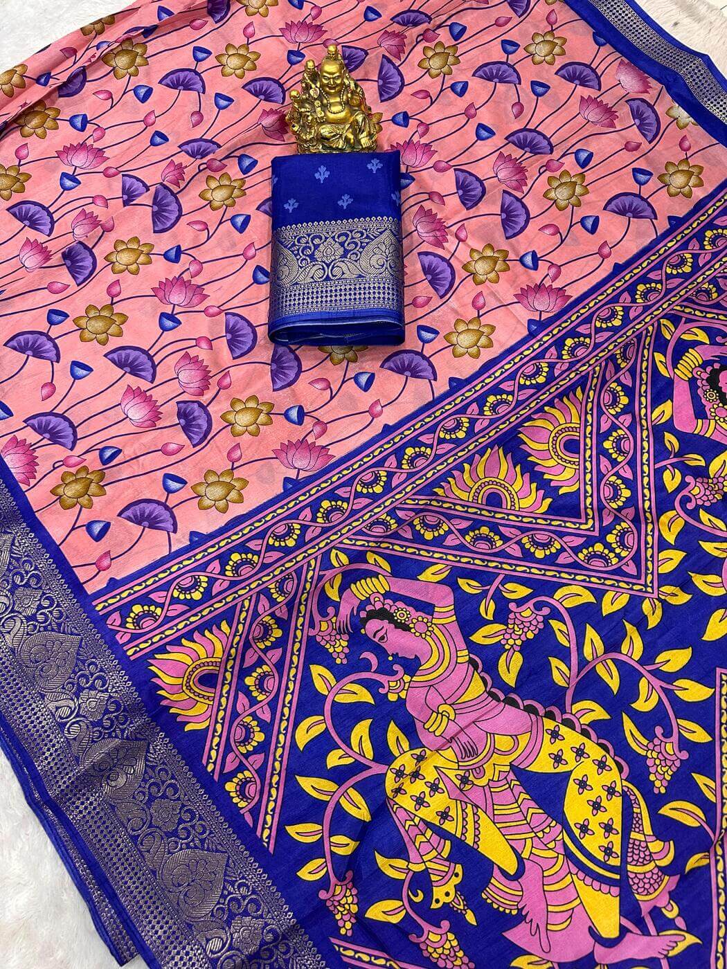 Adorning Pink  Digital Printed Dola Silk Saree With Pleasant Blouse Piece