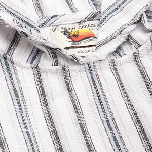 Men's Grey Relaxed Fit Vertical Stripes Resort Wear Shirt