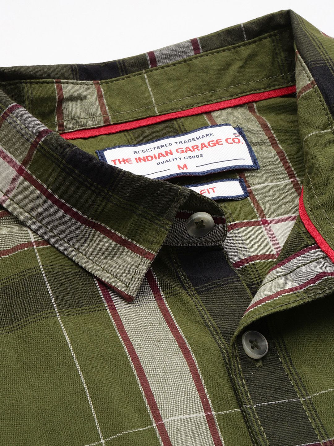 Men's Green Slim Fit Checked Casual Shirt
