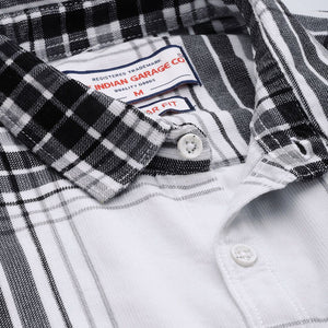 Men's White Regular Fit Checked Casual Overshirt