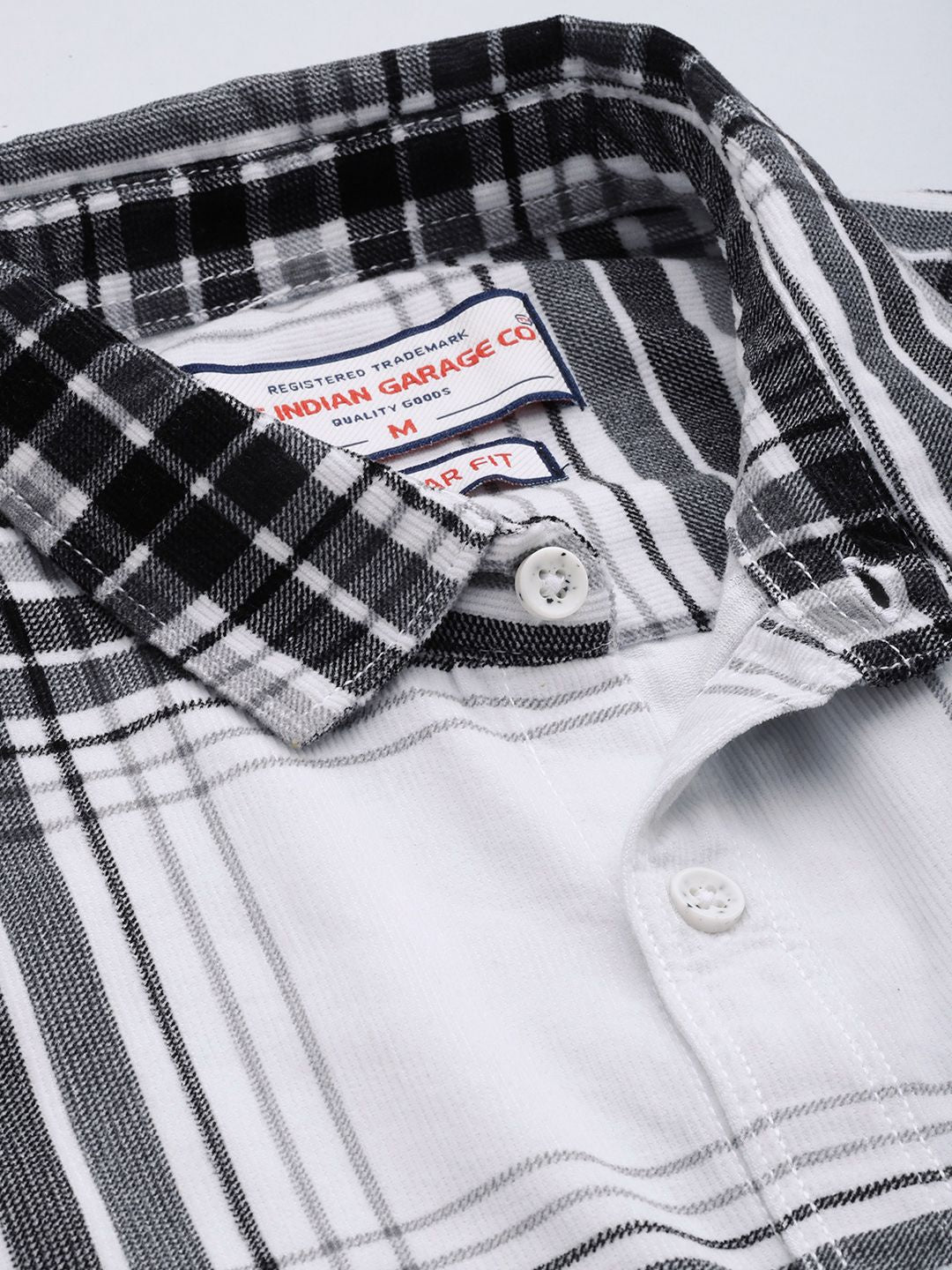 Men's White Regular Fit Checked Casual Overshirt