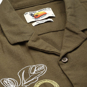 Men's Olive Relaxed Fit Solid Resort Wear Shirt