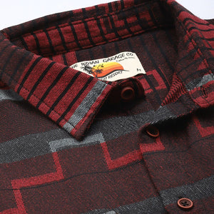 Men's Red Relaxed Fit Geometric Print Resort Wear Shirt