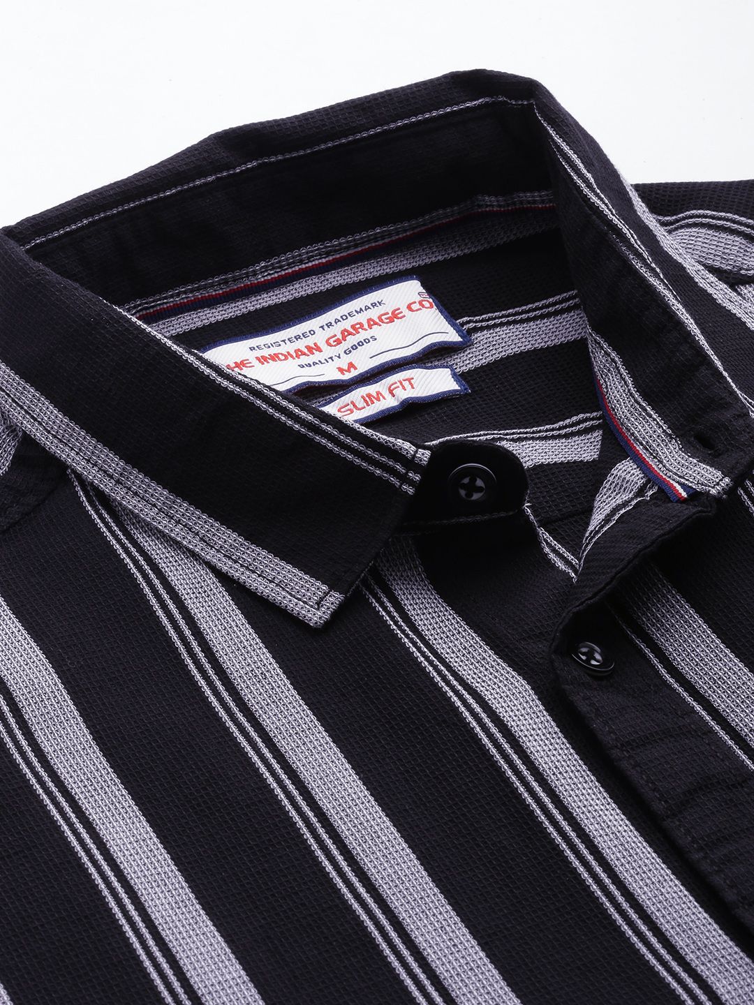 Men's Black Slim Fit Striped Casual Shirt