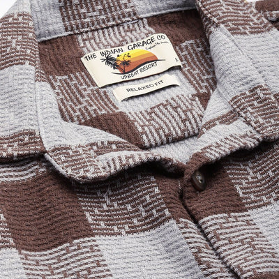 Men's Brown Relaxed Fit Checked Resort Wear Shirt