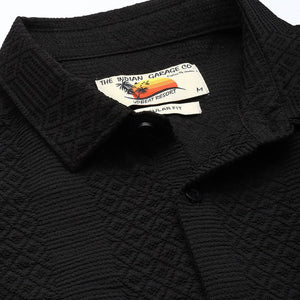 Men's Black Regular Fit Textured Resort Wear Shirt