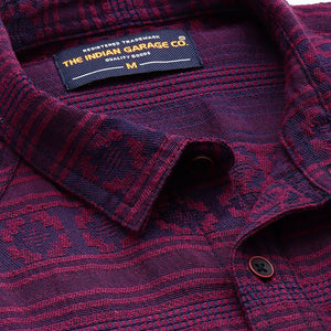 Men's Pink Relaxed Fit Textured Resort Wear Shirt