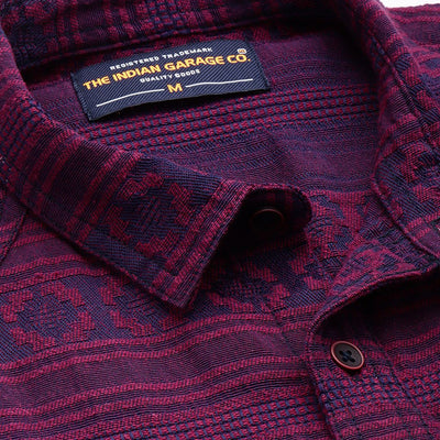 Men's Pink Relaxed Fit Textured Resort Wear Shirt