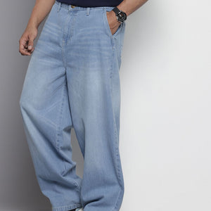 Men's Blue Relaxed Fit Solid Jeans