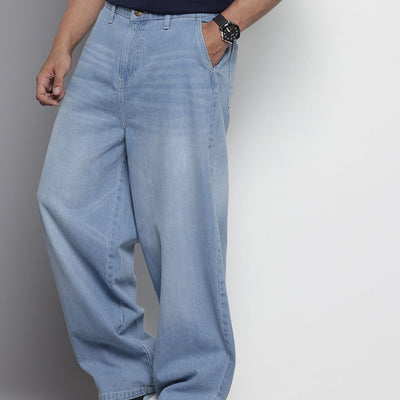 Men's Blue Relaxed Fit Solid Jeans