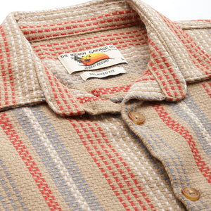 Men's Brown Relaxed Fit Striped Resort Wear Shirt
