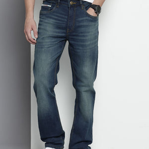 Men's Blue Slim Straight Fit Solid Jeans