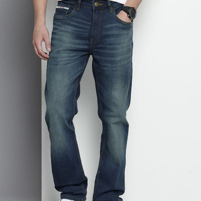 Men's Blue Slim Straight Fit Solid Jeans