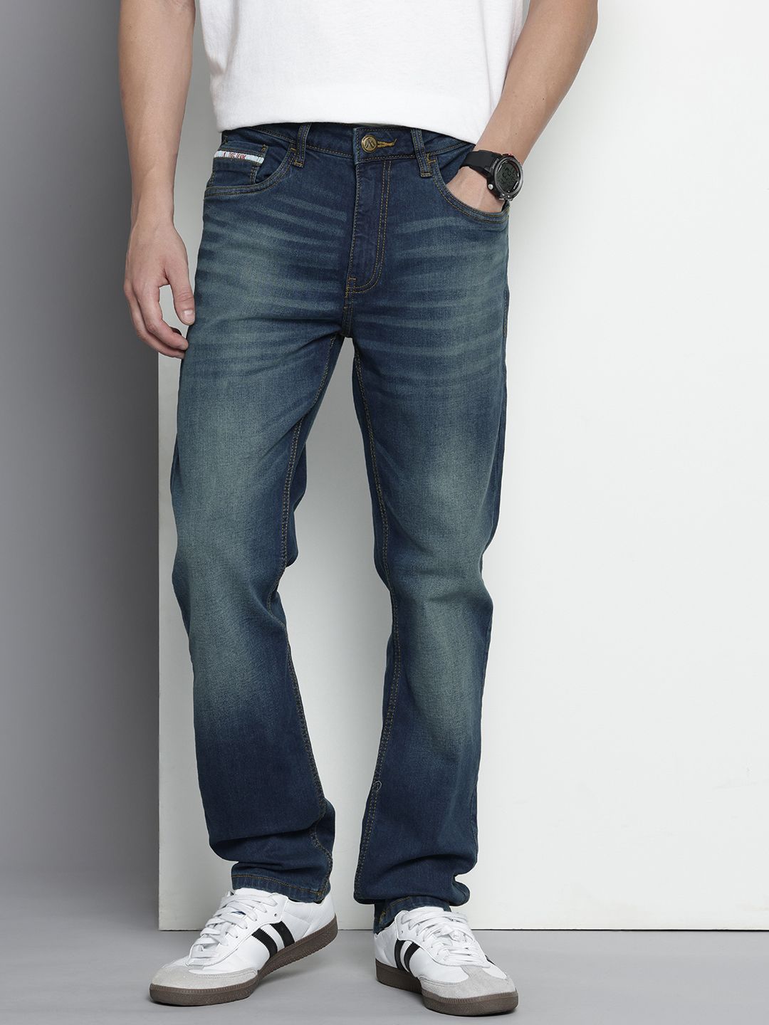 Men's Blue Slim Straight Fit Solid Jeans
