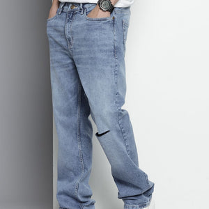 Men's Blue Bootcut Solid Stretchable Jeans