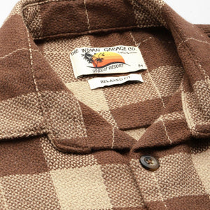 Men's Brown Relaxed Fit Checked Resort Wear Shirt