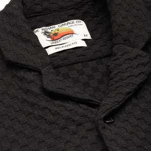 Men's Black Relaxed Fit Solid Resort Wear Shirt