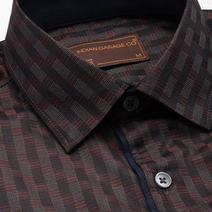 Men's Purple Slim Fit Checked Formal Shirt