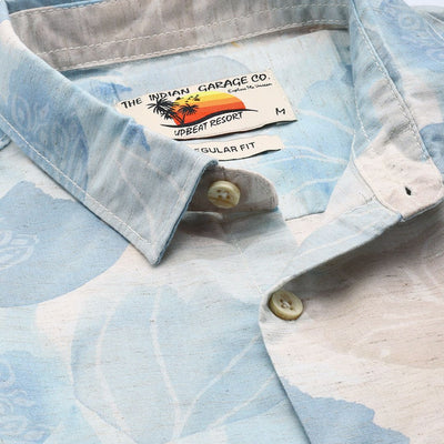 Men's Beige Regular Fit Floral Resort Wear Shirt