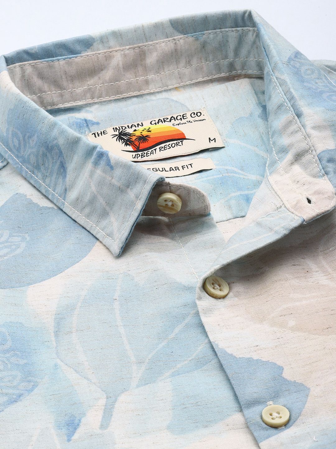 Men's Beige Regular Fit Floral Resort Wear Shirt