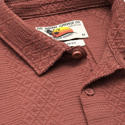 Men's Rust Regular Fit Solid Resort Wear Shirt