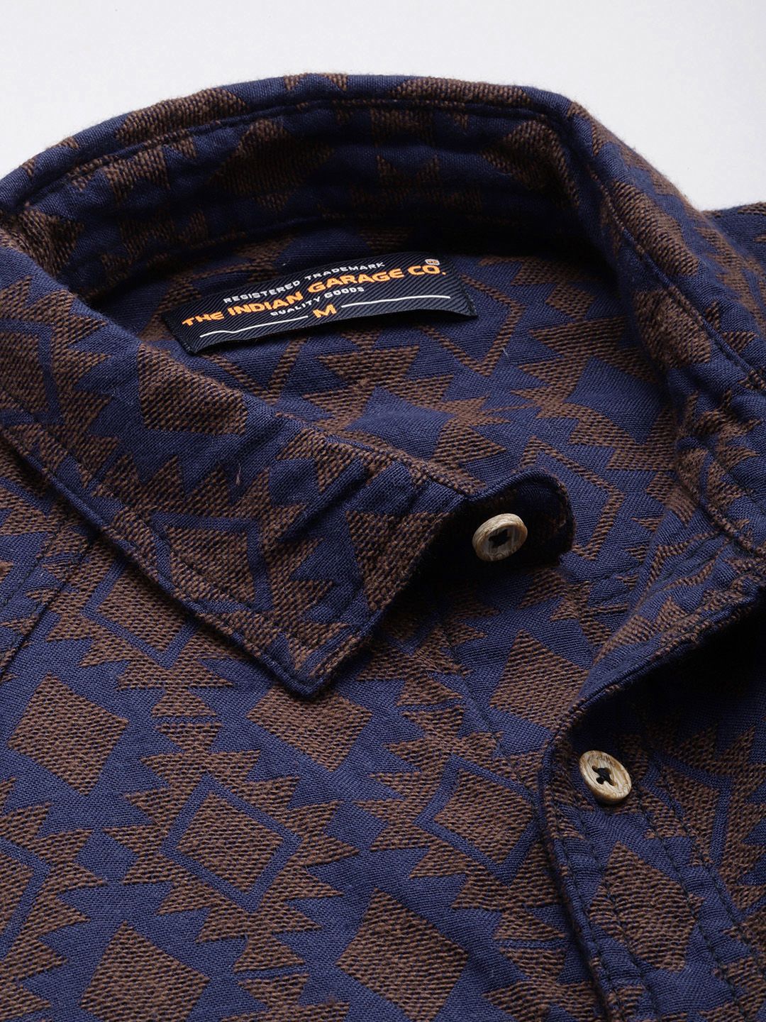 Men's Navy Blue Relaxed Fit Textured Resort Wear Shirt