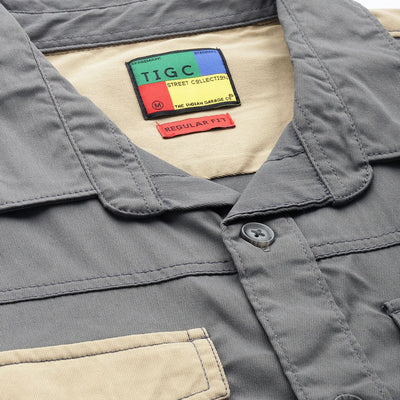 Men's Grey Regular Fit Solid Street Wear Shirt