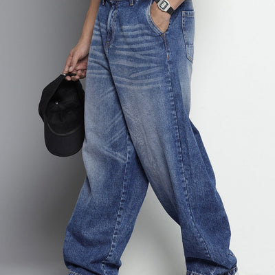 Men's Blue Skater Fit Solid Jeans