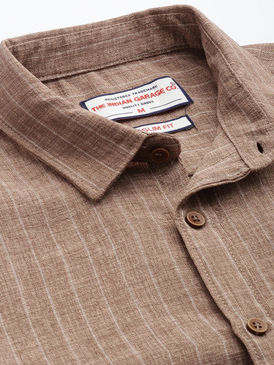 Men's Brown Slim Fit Striped Casual Shirt