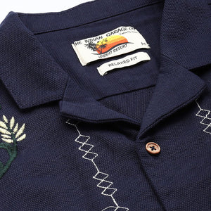 Men's Blue Relaxed Fit Solid Resort Wear Shirt