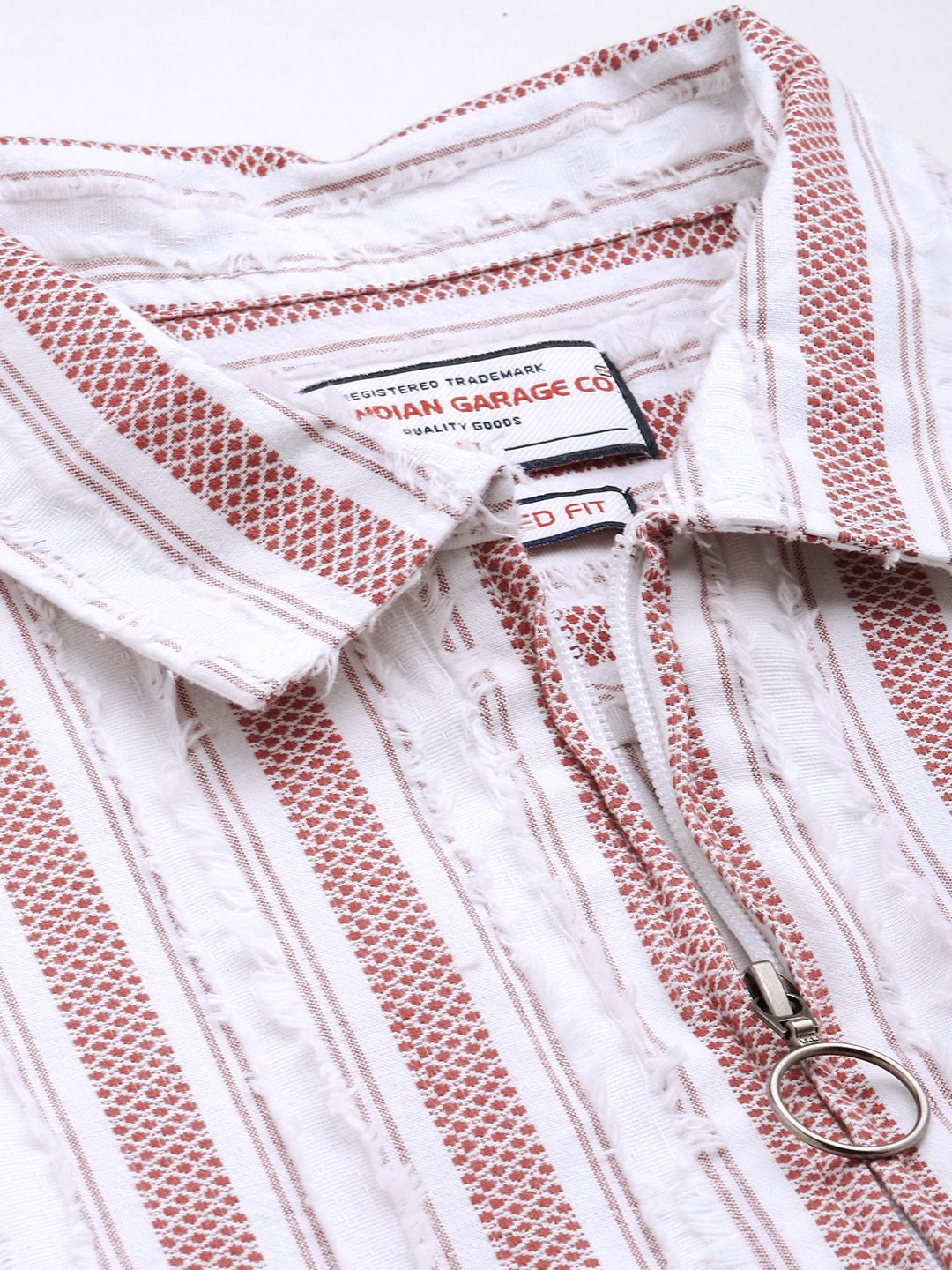 Men's Maroon Relaxed Fit Striped Resort Wear Shirt