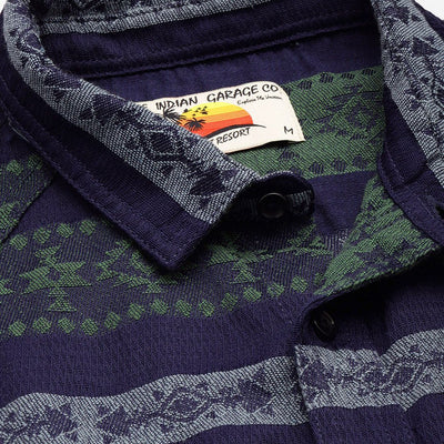 Men's Green Relaxed Fit Aztec Resort Wear Shirt