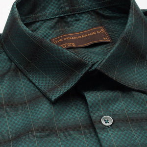 Men's Green Slim Fit Checked Formal Shirt