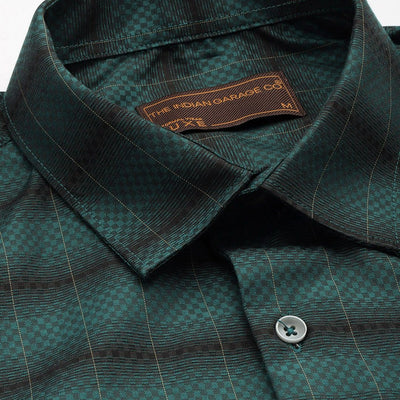 Men's Green Slim Fit Checked Formal Shirt