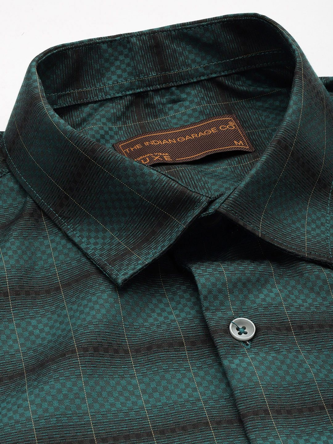 Men's Green Slim Fit Checked Formal Shirt