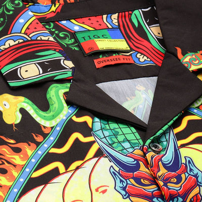 Men's Black Oversized Kitch Street Wear Shirt