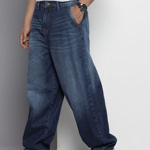 Men's Blue Relaxed Fit Solid Jeans